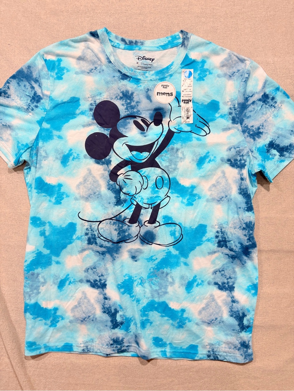 Disney Blue Tie-Dye Mickey Mouse Short Sleeve Tee.
